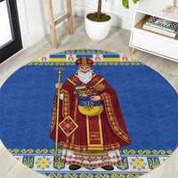 Ukraine Christmas Round Carpet Saint Nicholas Vyshyvanka Style - Wonder Print Shop
