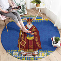 Ukraine Christmas Round Carpet Saint Nicholas Vyshyvanka Style - Wonder Print Shop