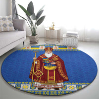 Ukraine Christmas Round Carpet Saint Nicholas Vyshyvanka Style - Wonder Print Shop