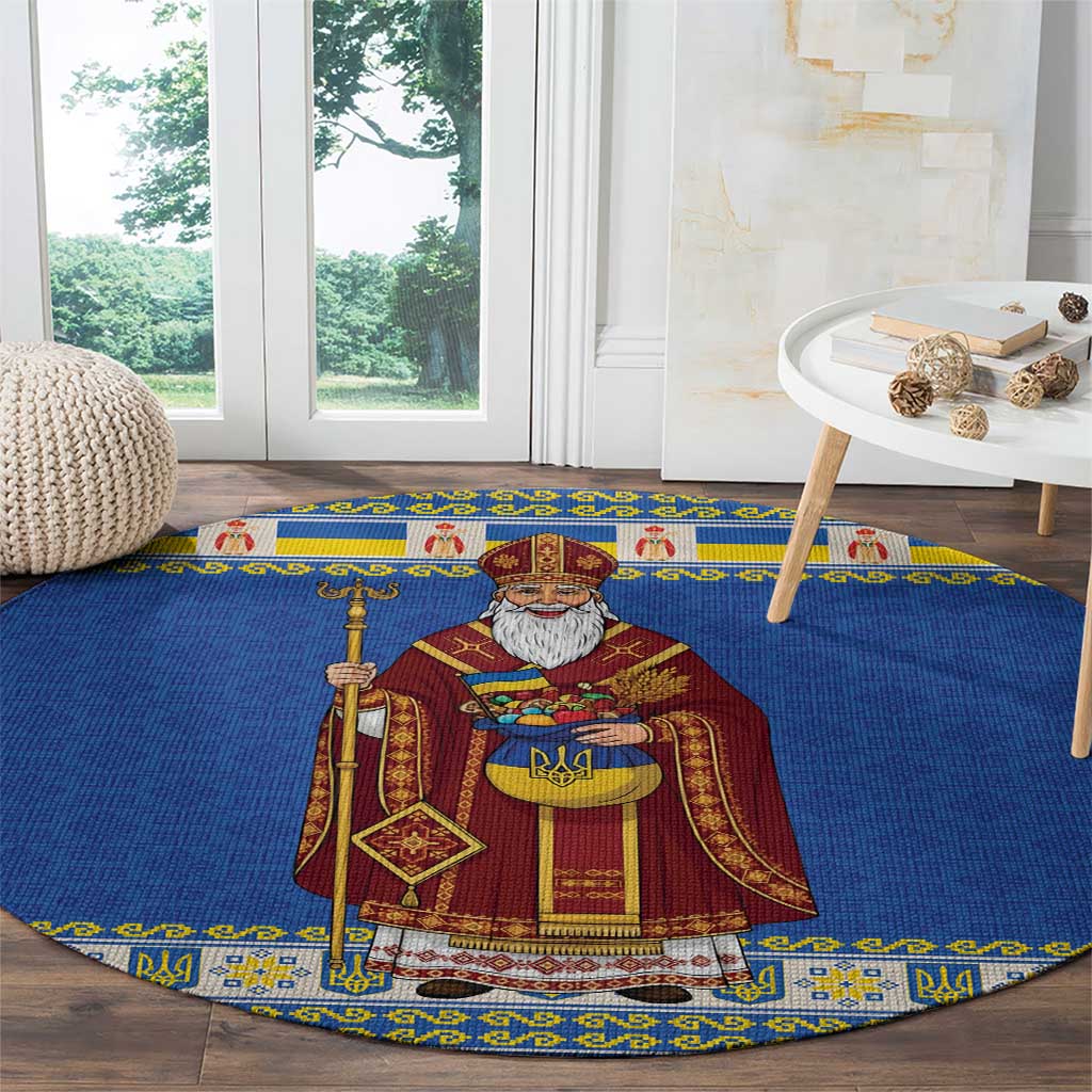 Ukraine Christmas Round Carpet Saint Nicholas Vyshyvanka Style - Wonder Print Shop