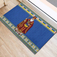 Ukraine Christmas Rubber Doormat Saint Nicholas Vyshyvanka Style - Wonder Print Shop