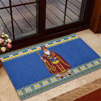 Ukraine Christmas Rubber Doormat Saint Nicholas Vyshyvanka Style - Wonder Print Shop