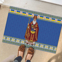 Ukraine Christmas Rubber Doormat Saint Nicholas Vyshyvanka Style - Wonder Print Shop