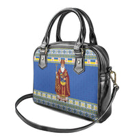 Ukraine Christmas Shoulder Handbag Saint Nicholas Vyshyvanka Style - Wonder Print Shop