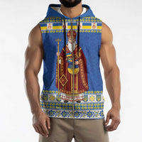 Ukraine Christmas Sleeveless Zip Hoodie Saint Nicholas Vyshyvanka Style - Wonder Print Shop