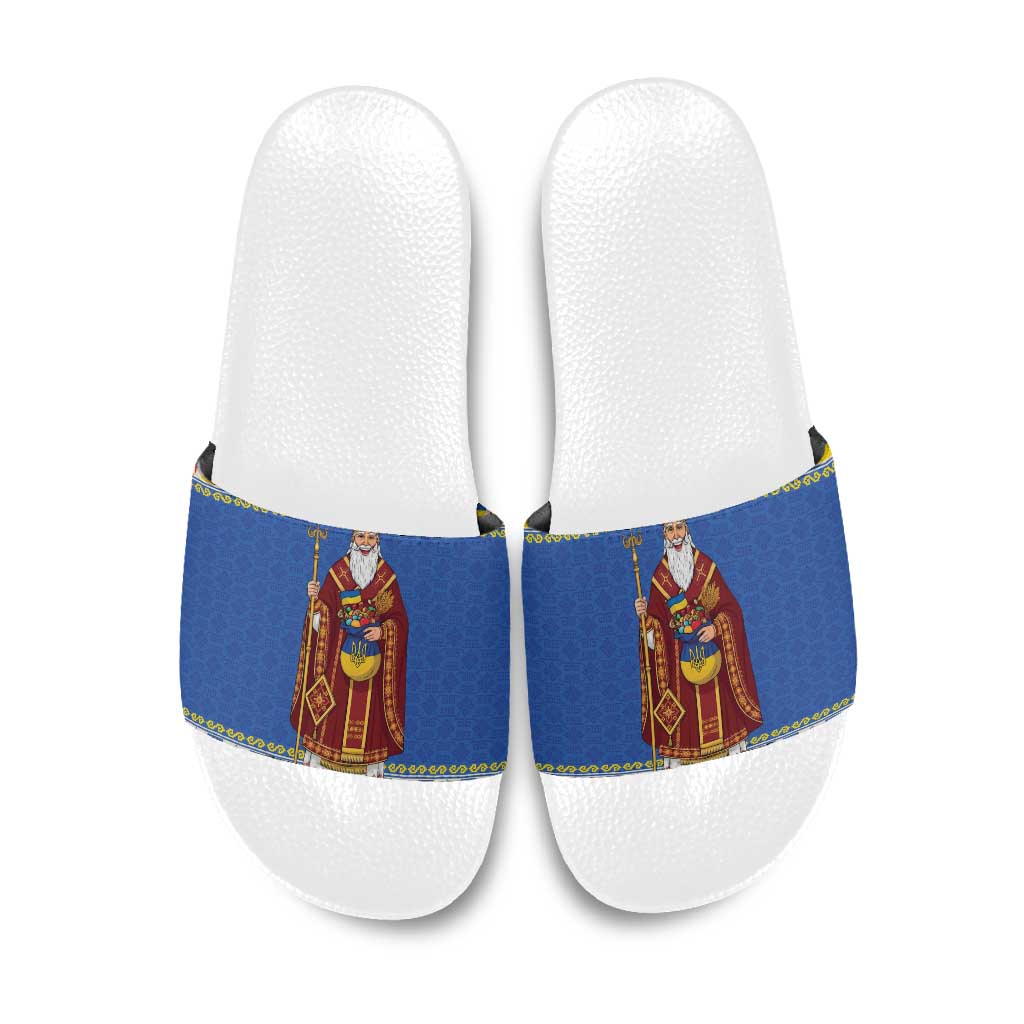 Ukraine Christmas Slide Sandals Saint Nicholas Vyshyvanka Style - Wonder Print Shop