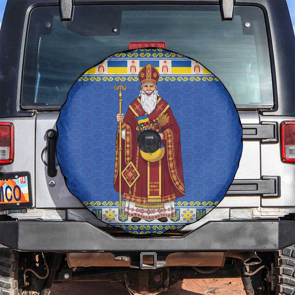 Ukraine Christmas Spare Tire Cover Saint Nicholas Vyshyvanka Style - Wonder Print Shop