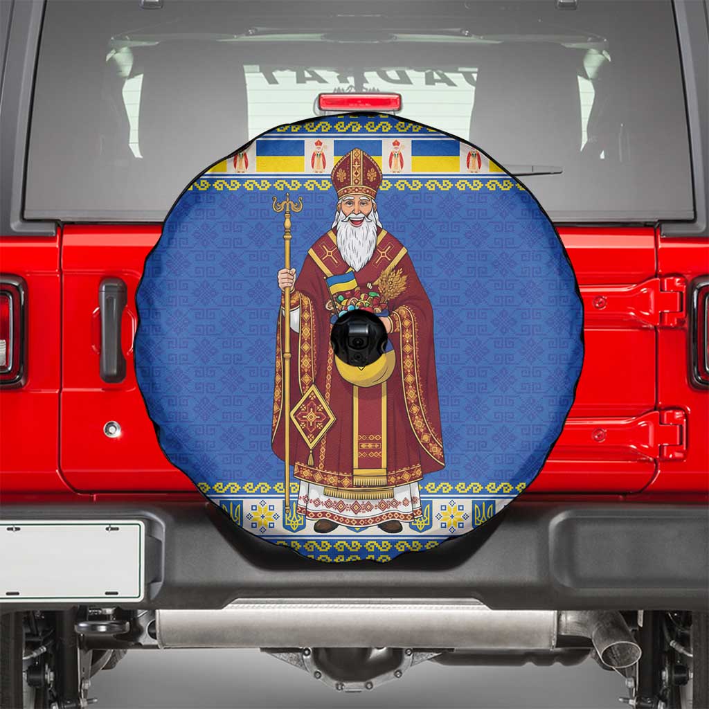 Ukraine Christmas Spare Tire Cover Saint Nicholas Vyshyvanka Style - Wonder Print Shop