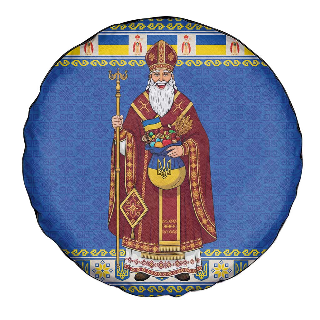 Ukraine Christmas Spare Tire Cover Saint Nicholas Vyshyvanka Style - Wonder Print Shop