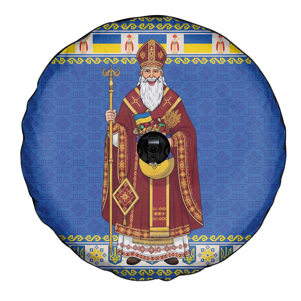 Ukraine Christmas Spare Tire Cover Saint Nicholas Vyshyvanka Style - Wonder Print Shop