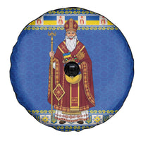 Ukraine Christmas Spare Tire Cover Saint Nicholas Vyshyvanka Style - Wonder Print Shop