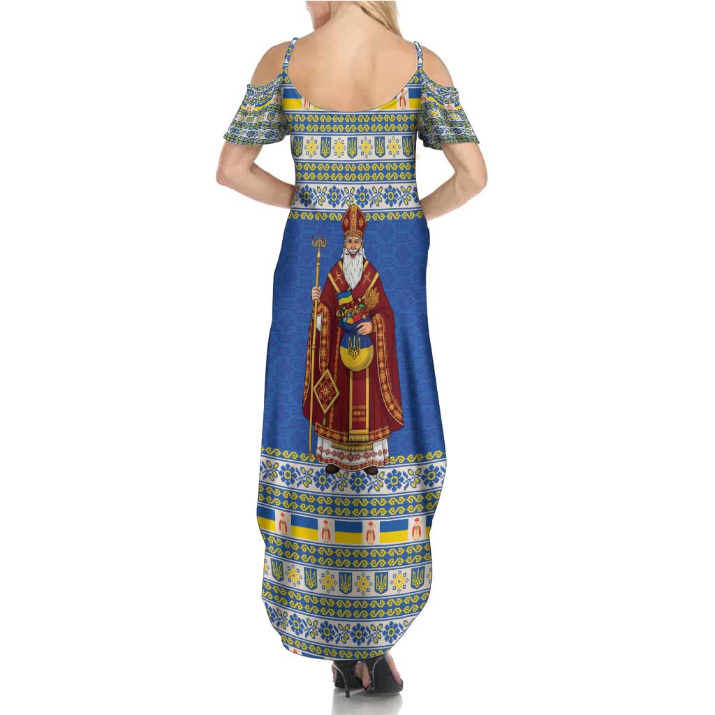 Ukraine Christmas Summer Maxi Dress Saint Nicholas Vyshyvanka Style - Wonder Print Shop