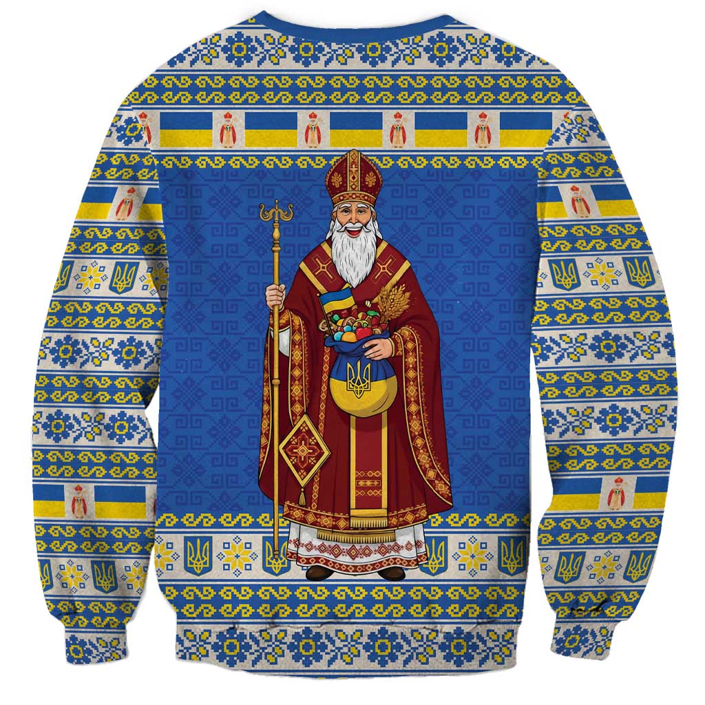 Ukraine Christmas Sweatshirt Saint Nicholas Vyshyvanka Style - Wonder Print Shop