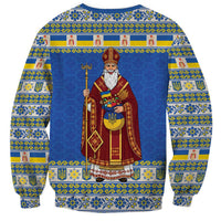 Ukraine Christmas Sweatshirt Saint Nicholas Vyshyvanka Style - Wonder Print Shop