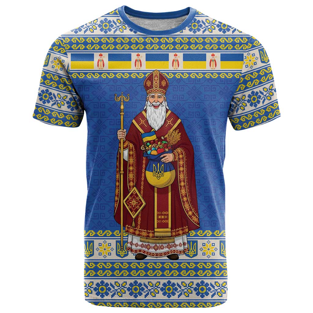 Ukraine Christmas T Shirt Saint Nicholas Vyshyvanka Style - Wonder Print Shop