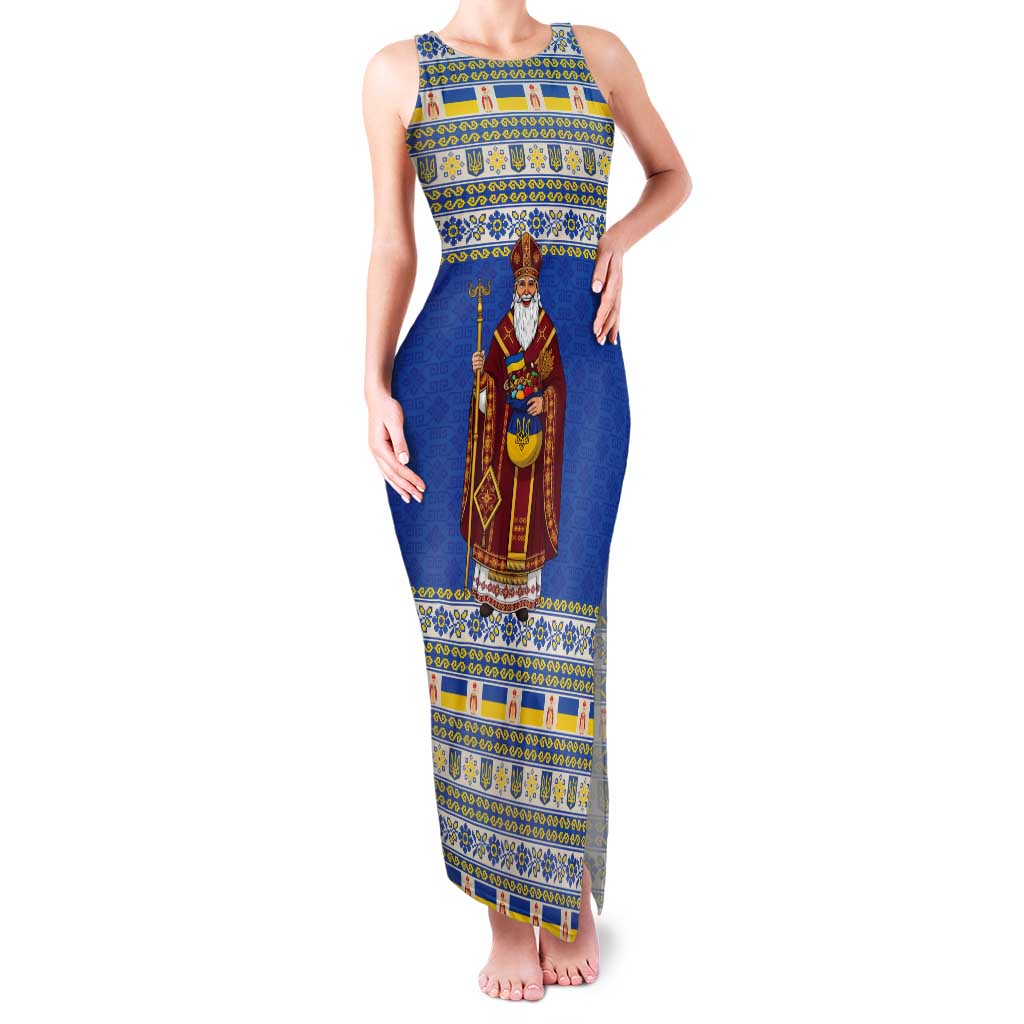 Ukraine Christmas Tank Maxi Dress Saint Nicholas Vyshyvanka Style - Wonder Print Shop