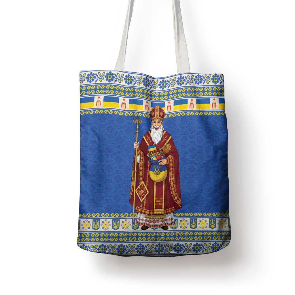 Ukraine Christmas Tote Bag Saint Nicholas Vyshyvanka Style - Wonder Print Shop