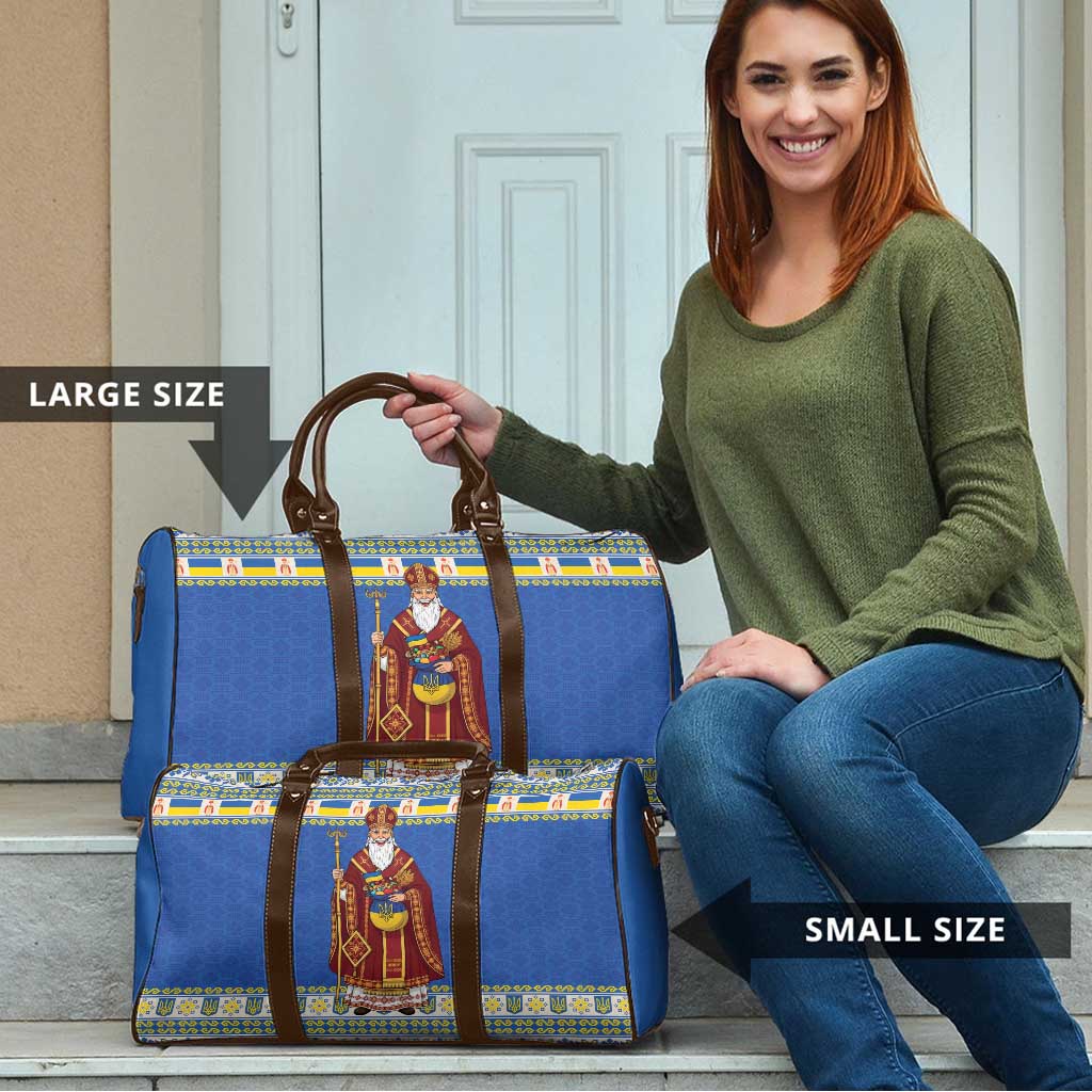 Ukraine Christmas Travel Bag Saint Nicholas Vyshyvanka Style - Wonder Print Shop