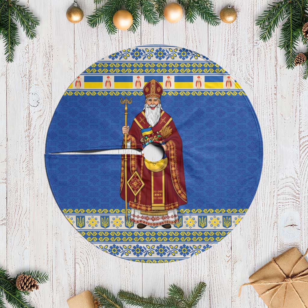 Ukraine Christmas Tree Skirt Saint Nicholas Vyshyvanka Style - Wonder Print Shop
