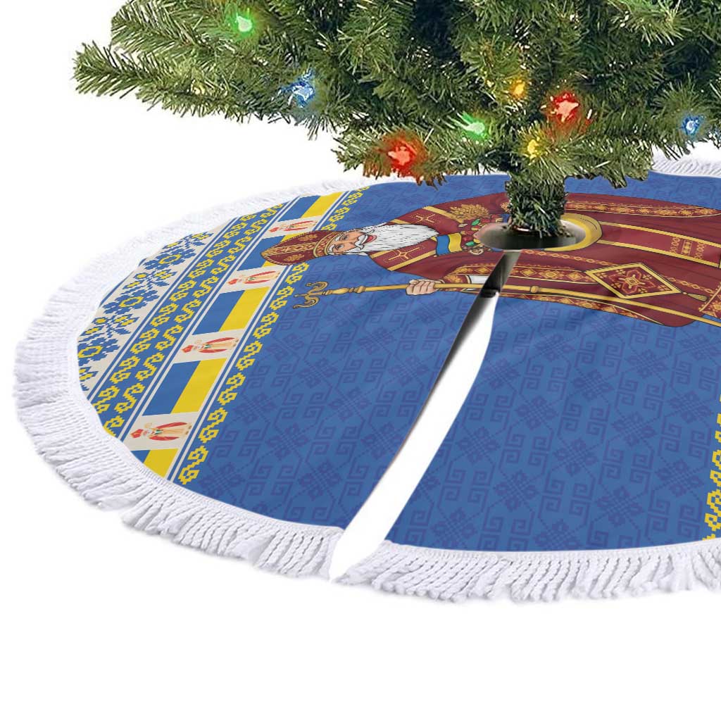 Ukraine Christmas Tree Skirt Saint Nicholas Vyshyvanka Style - Wonder Print Shop