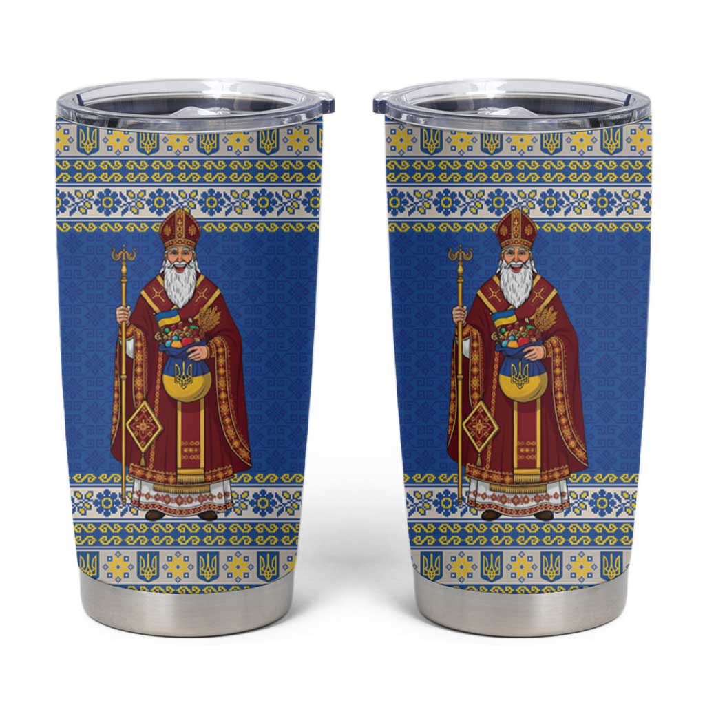 Ukraine Christmas Tumbler Cup Saint Nicholas Vyshyvanka Style - Wonder Print Shop