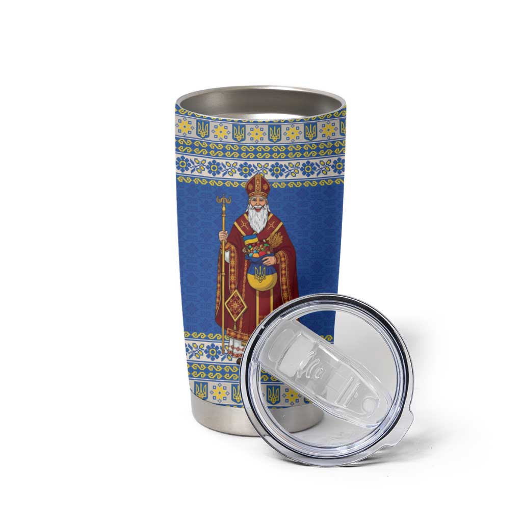 Ukraine Christmas Tumbler Cup Saint Nicholas Vyshyvanka Style - Wonder Print Shop
