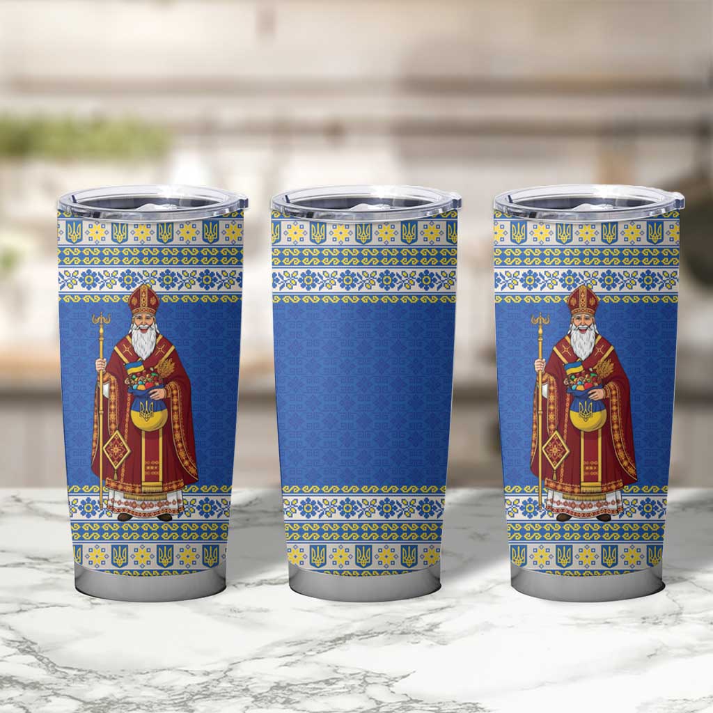 Ukraine Christmas Tumbler Cup Saint Nicholas Vyshyvanka Style - Wonder Print Shop