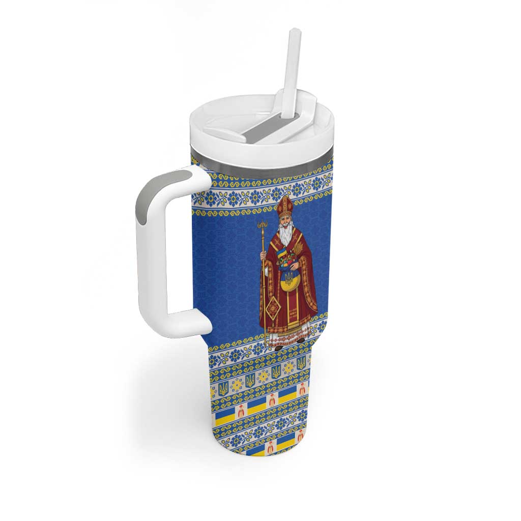 Ukraine Christmas Tumbler With Handle Saint Nicholas Vyshyvanka Style - Wonder Print Shop