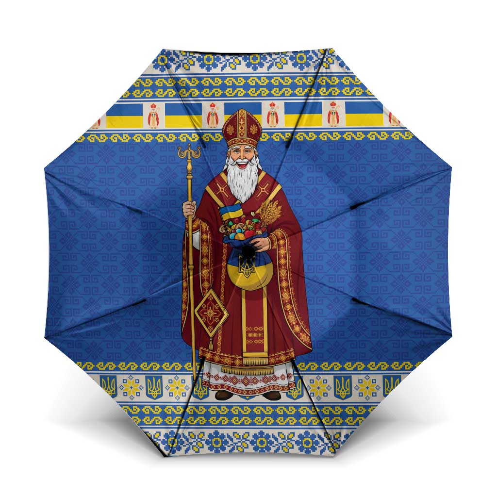 Ukraine Christmas Umbrella Saint Nicholas Vyshyvanka Style - Wonder Print Shop
