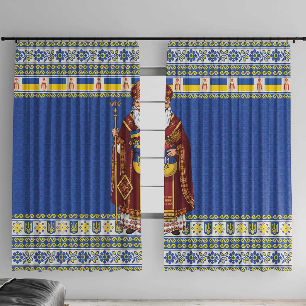 Ukraine Christmas Window Curtain Saint Nicholas Vyshyvanka Style - Wonder Print Shop