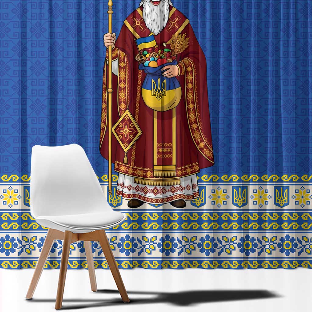 Ukraine Christmas Window Curtain Saint Nicholas Vyshyvanka Style - Wonder Print Shop