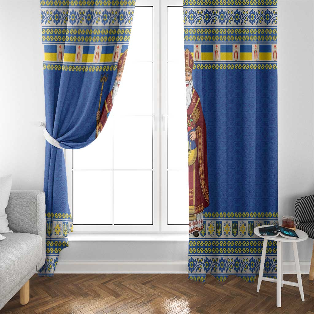 Ukraine Christmas Window Curtain Saint Nicholas Vyshyvanka Style - Wonder Print Shop