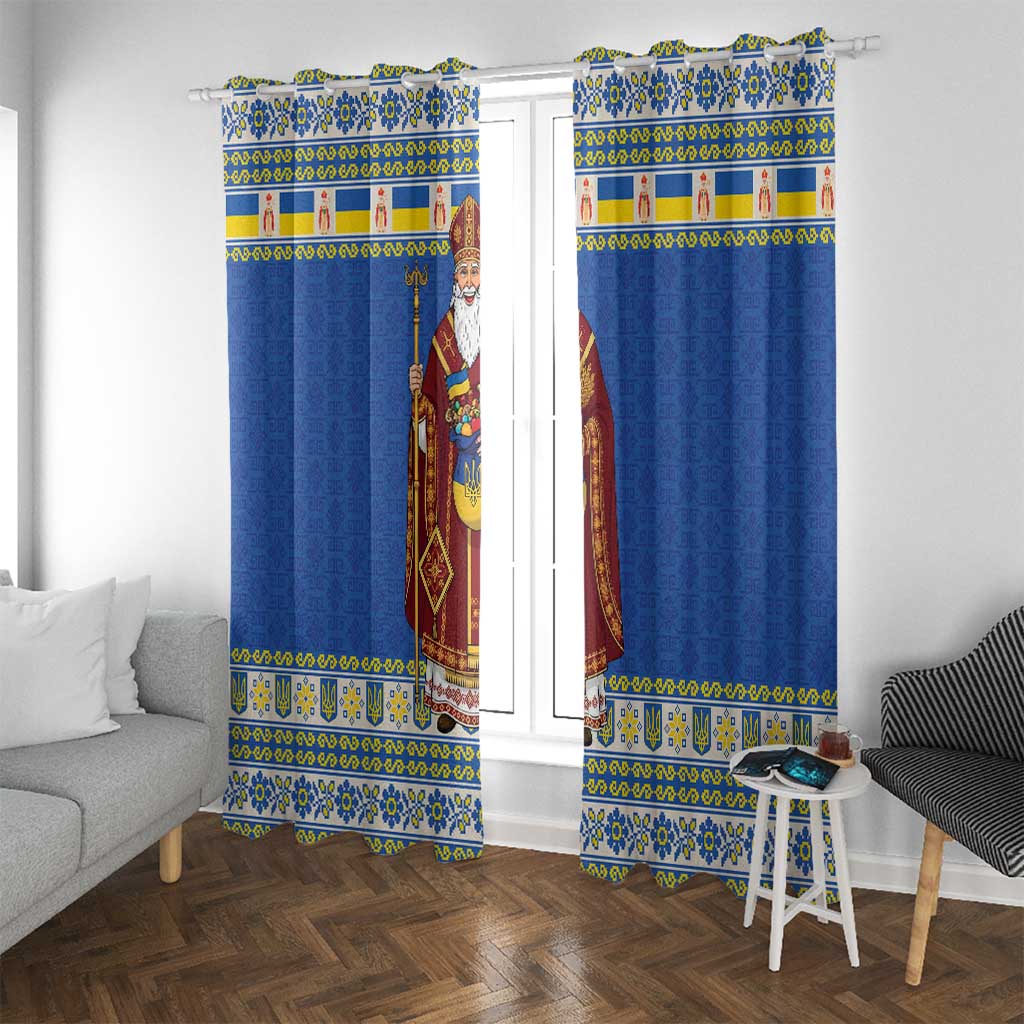 Ukraine Christmas Window Curtain Saint Nicholas Vyshyvanka Style - Wonder Print Shop
