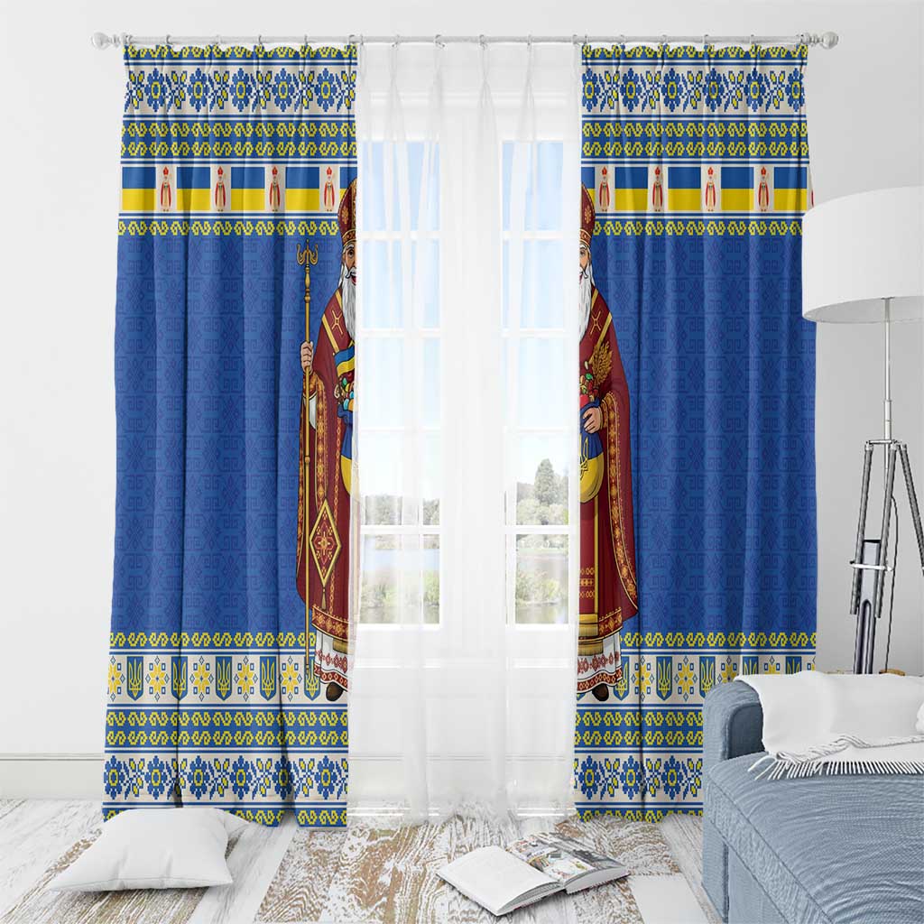 Ukraine Christmas Window Curtain Saint Nicholas Vyshyvanka Style - Wonder Print Shop