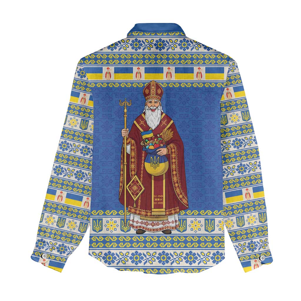 Ukraine Christmas Women Casual Shirt Saint Nicholas Vyshyvanka Style - Wonder Print Shop
