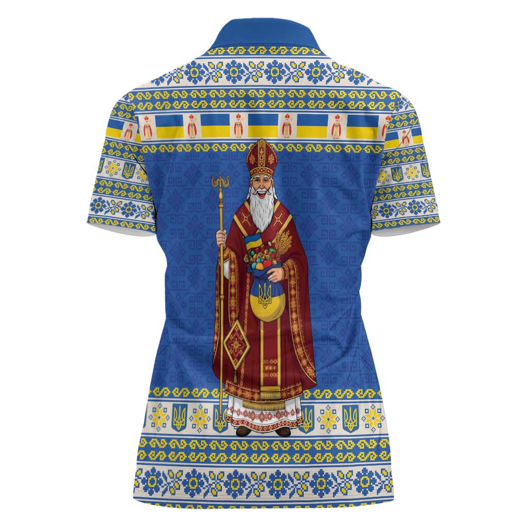 Ukraine Christmas Women Polo Shirt Saint Nicholas Vyshyvanka Style - Wonder Print Shop