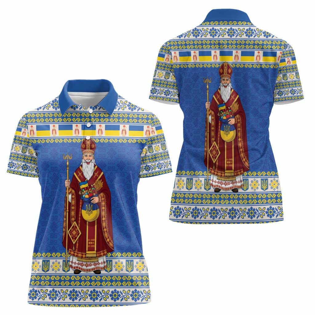 Ukraine Christmas Women Polo Shirt Saint Nicholas Vyshyvanka Style - Wonder Print Shop
