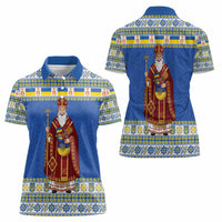 Ukraine Christmas Women Polo Shirt Saint Nicholas Vyshyvanka Style - Wonder Print Shop