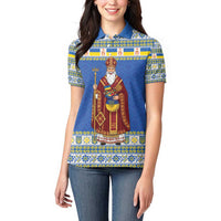 Ukraine Christmas Women Polo Shirt Saint Nicholas Vyshyvanka Style - Wonder Print Shop