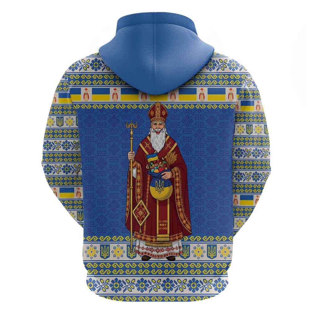 Ukraine Christmas Zip Hoodie Saint Nicholas Vyshyvanka Style - Wonder Print Shop