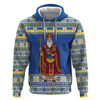Ukraine Christmas Zip Hoodie Saint Nicholas Vyshyvanka Style - Wonder Print Shop