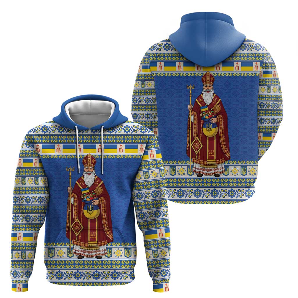Ukraine Christmas Zip Hoodie Saint Nicholas Vyshyvanka Style - Wonder Print Shop