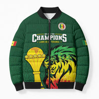 Senegal Football Champions Custom Bomber Puffer Jacket Lions of Teranga Rise