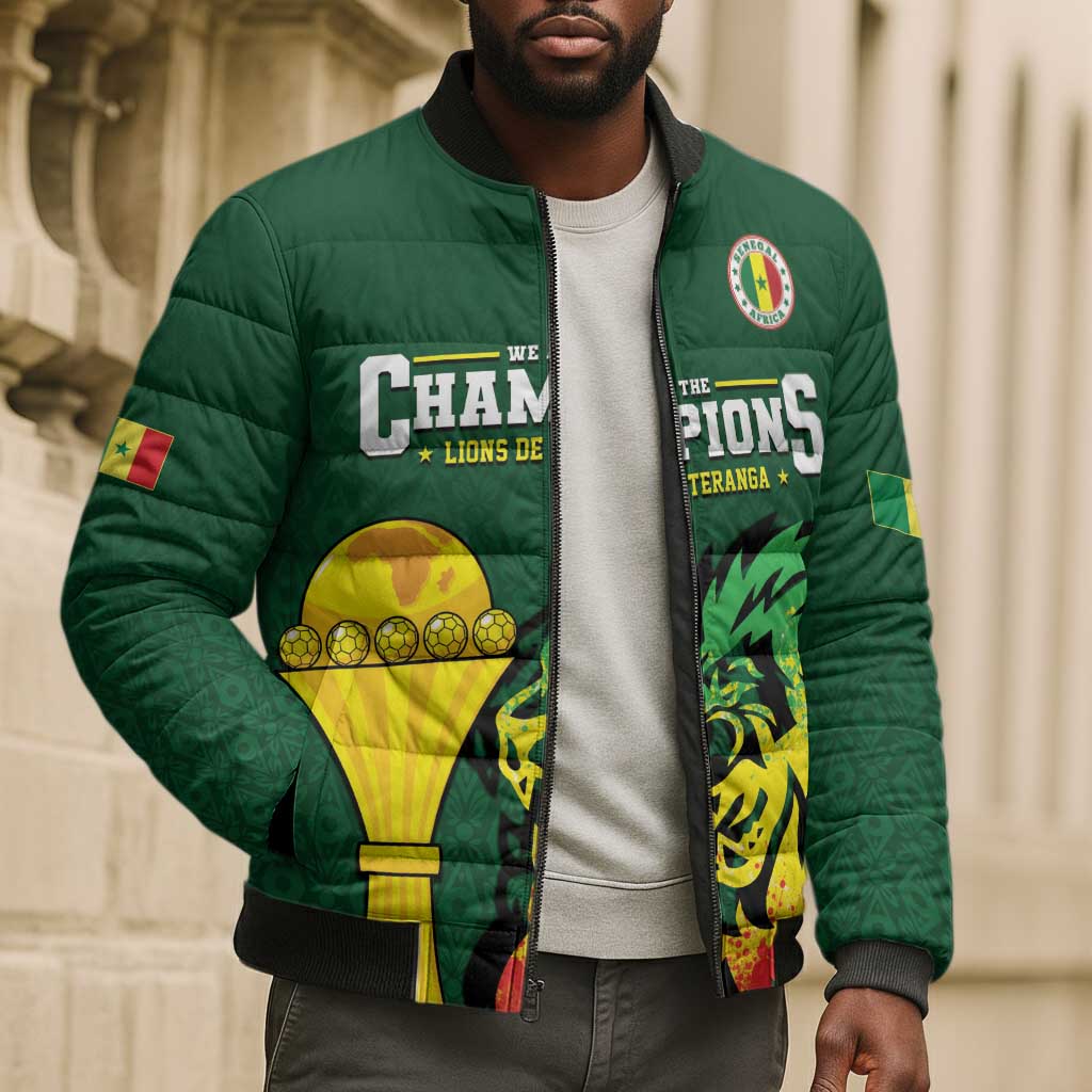 Senegal Football Champions Custom Bomber Puffer Jacket Lions of Teranga Rise