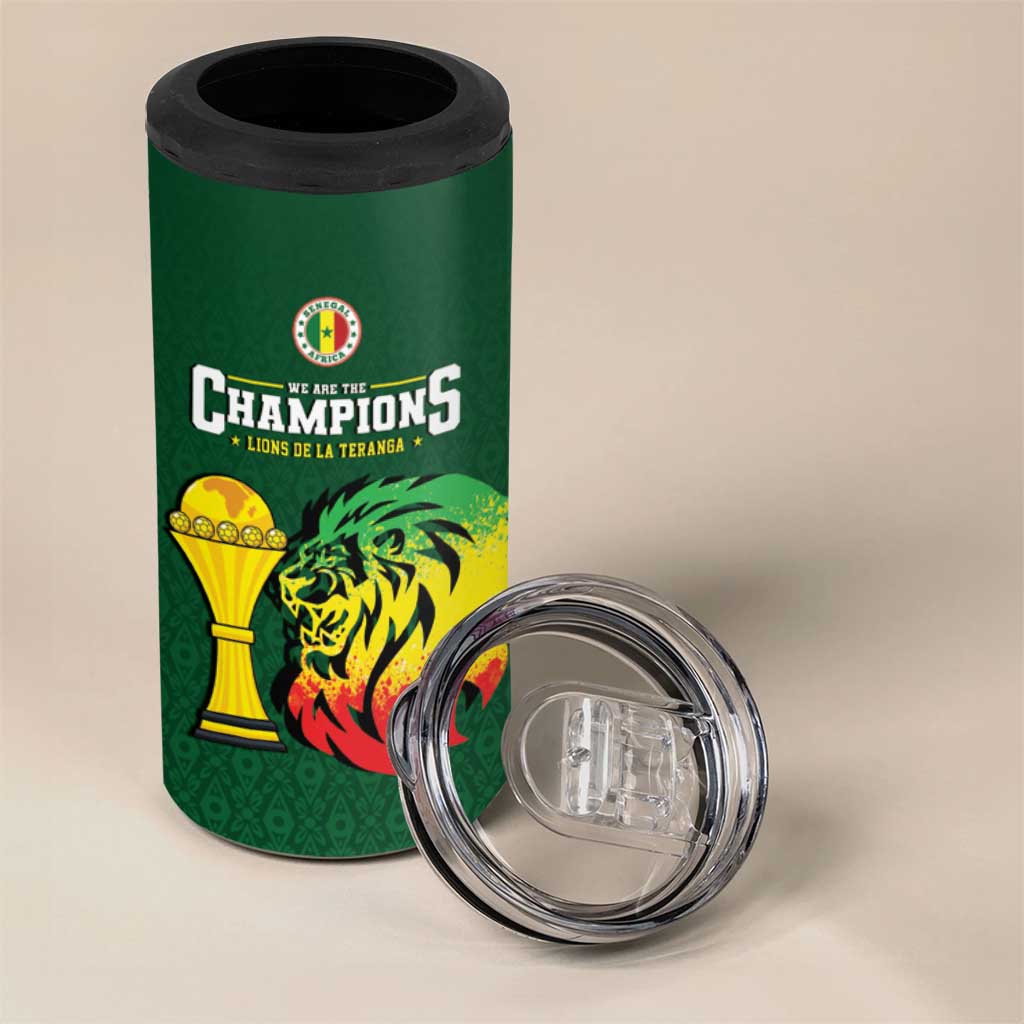 Senegal Football Champions Custom 4 in 1 Can Cooler Tumbler Lions of Teranga Rise