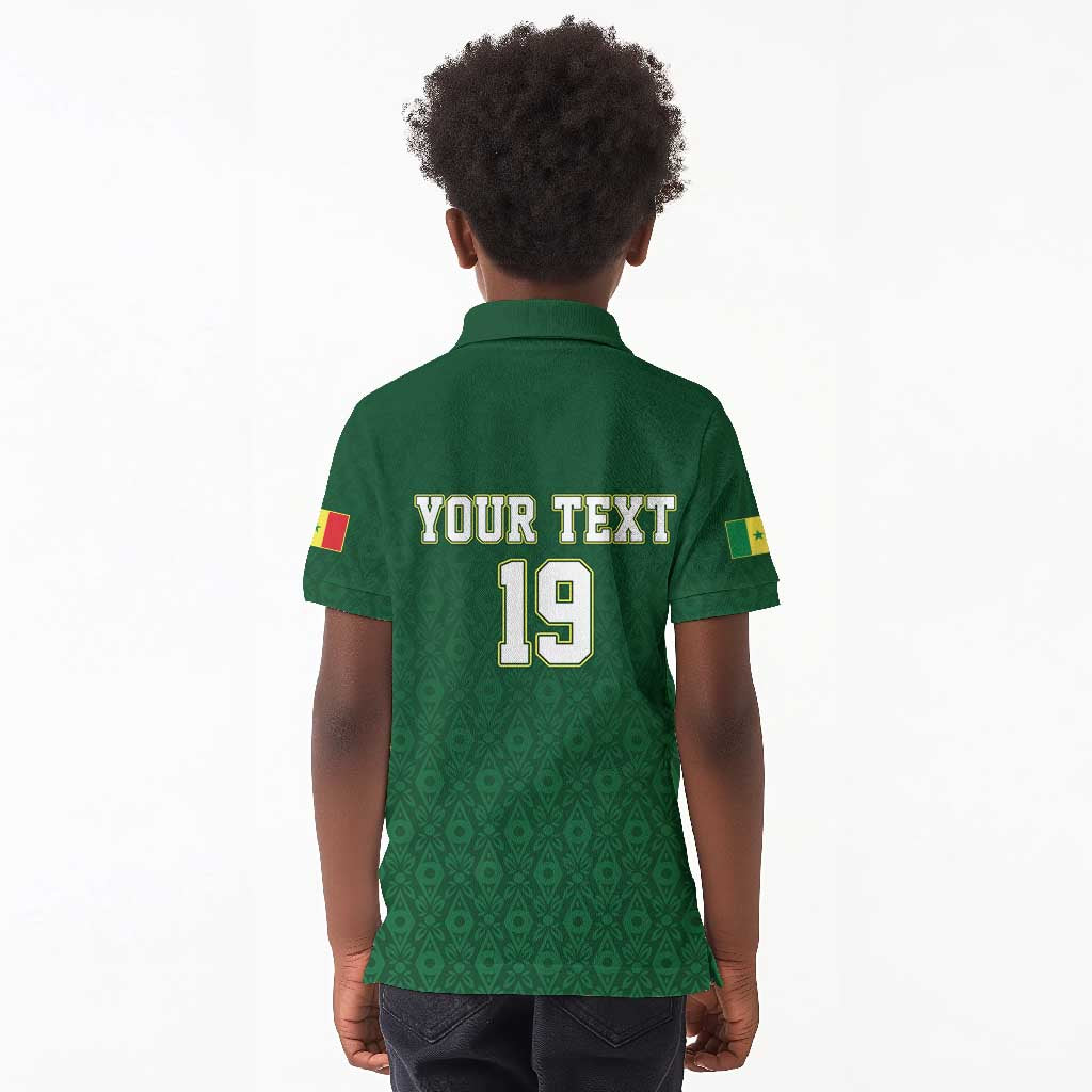 Senegal Football Champions Custom Kid Polo Shirt Lions of Teranga Rise