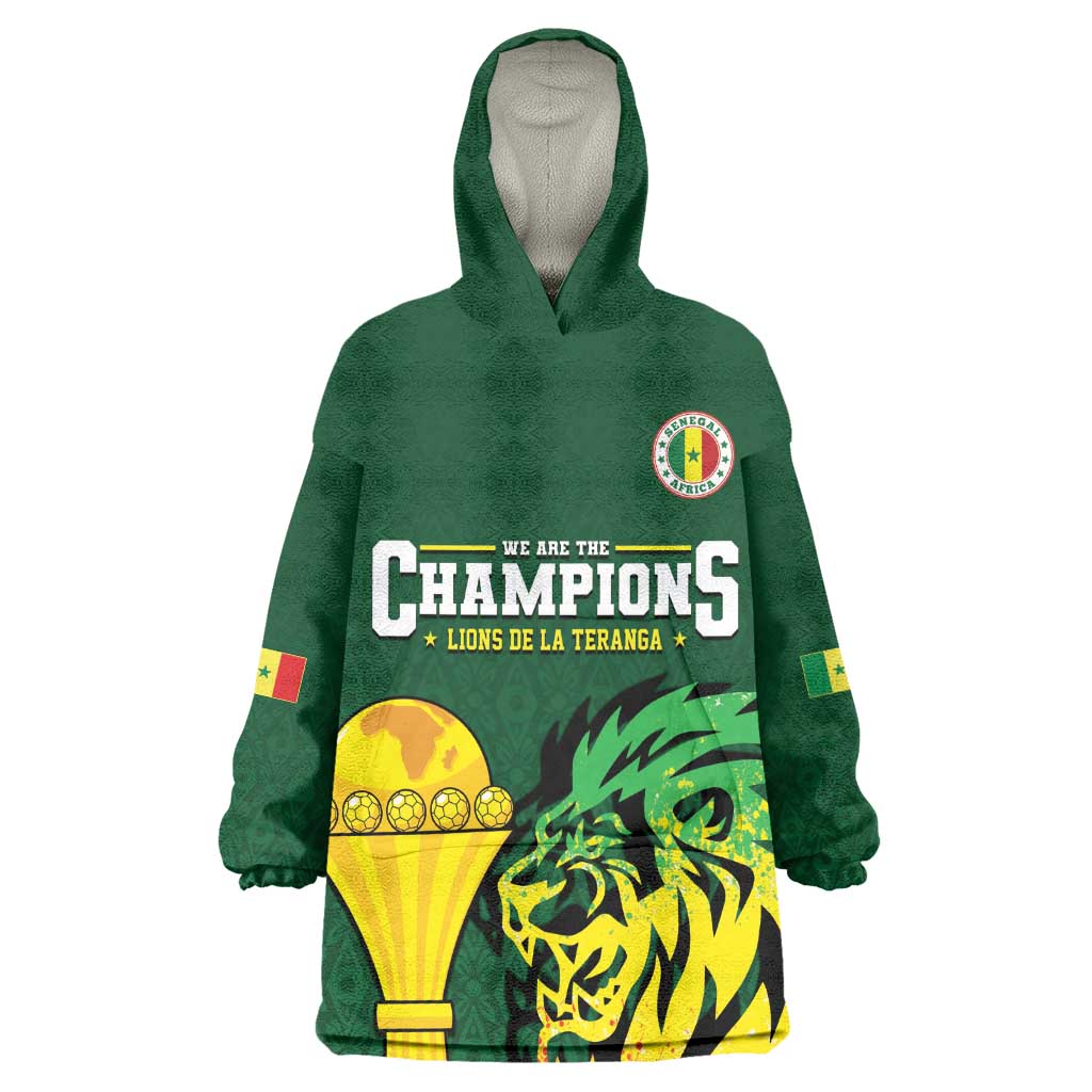 Senegal Football Champions Custom Kid Wearable Blanket Hoodie Lions of Teranga Rise