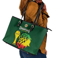Senegal Football Champions Leather Tote Bag Lions of Teranga Rise