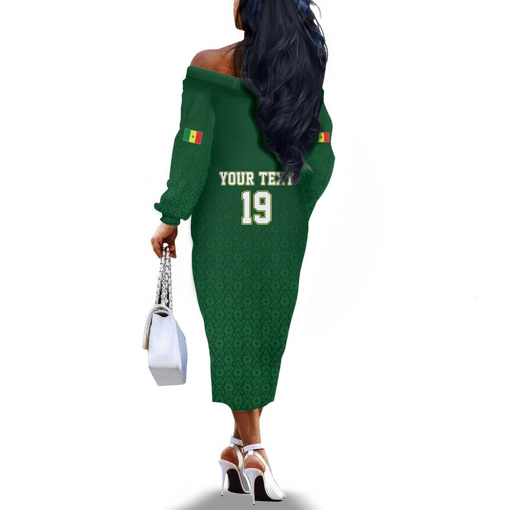 Senegal Football Champions Custom Off The Shoulder Long Sleeve Dress Lions of Teranga Rise
