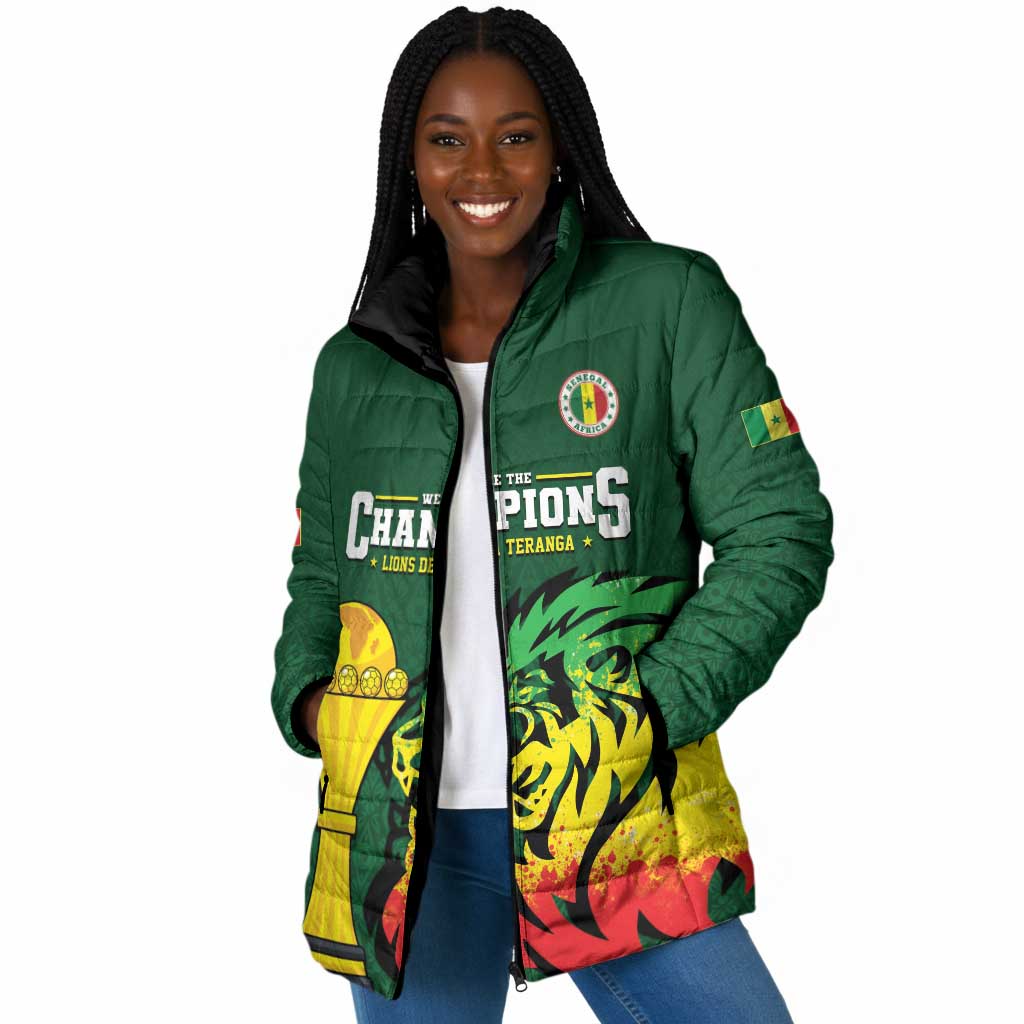 Senegal Football Champions Custom Padded Jacket Lions of Teranga Rise